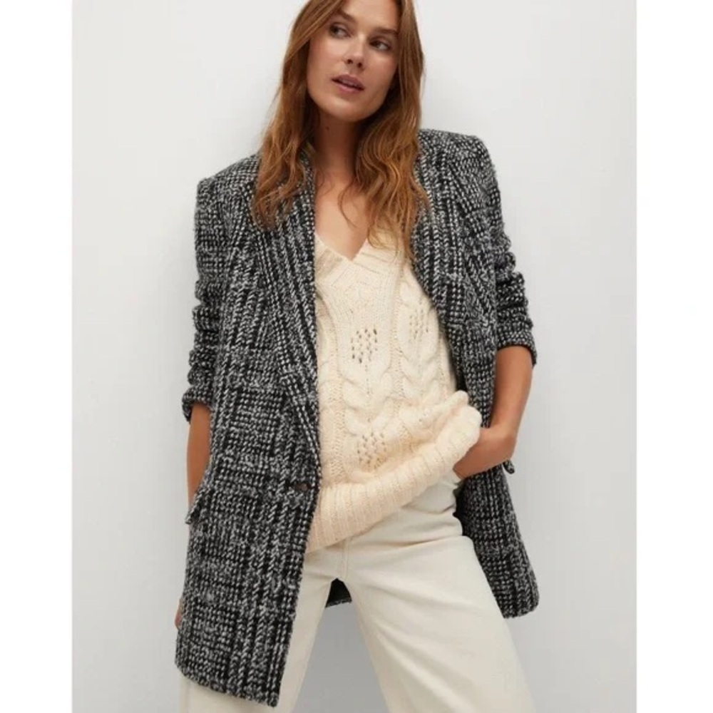 Mango Tweed Oversized Blazer